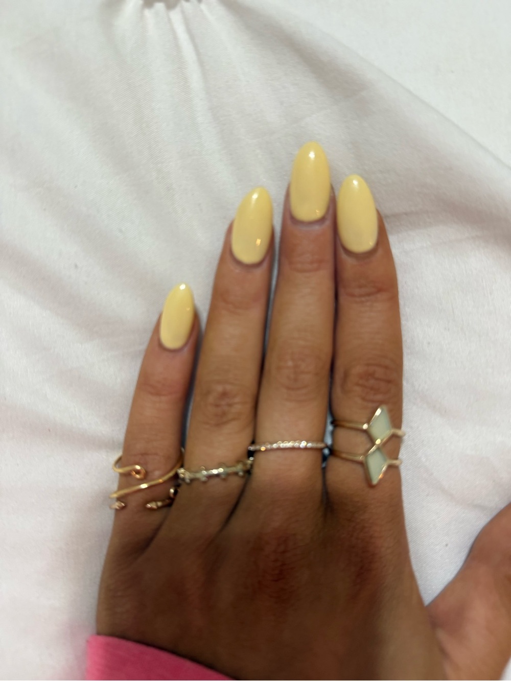 Delicate Gold Stackable Rings Set with Cream Stones